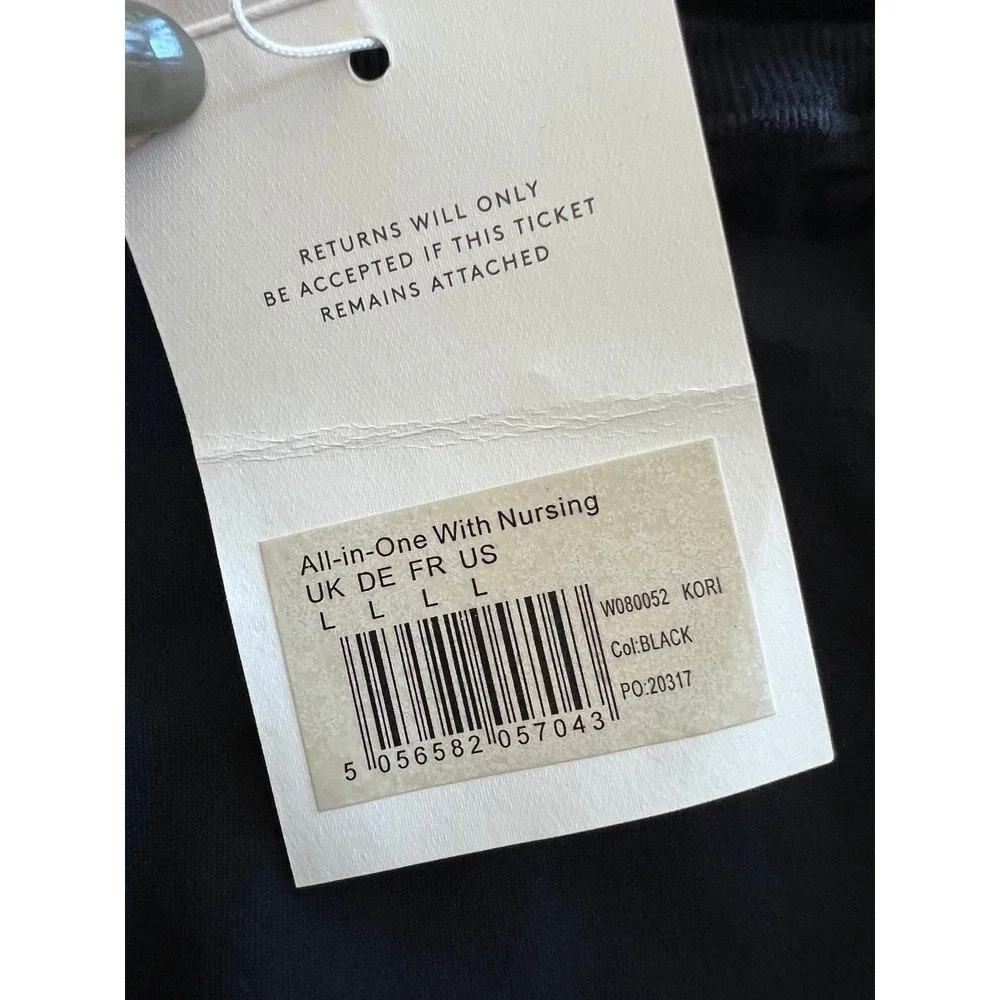 NEW Seraphine All In One Nursing Jumpsuit Black Stretch Womens Size L